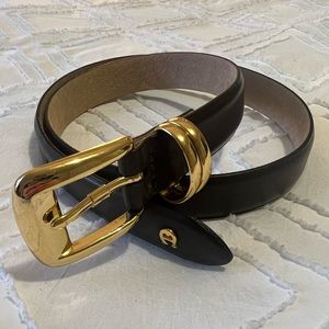 Etienne Aigner Genuine Leather Belt, Dark Brown, 33 in.